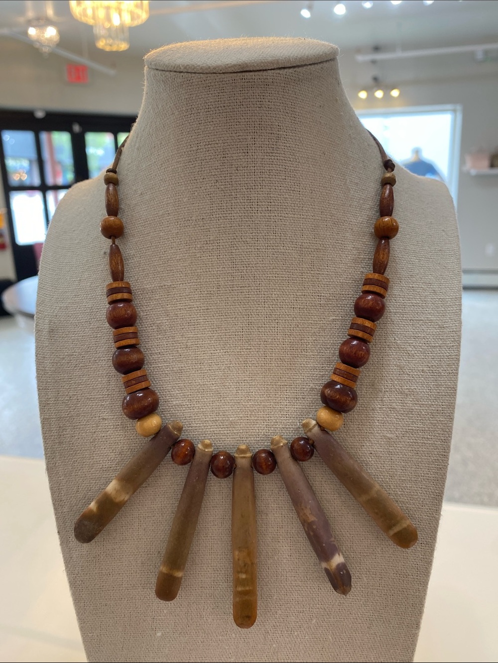 Sea urchin wooden beaded necklace